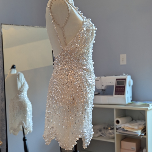 Elegant White Beaded Dress - Picture 1 of 9
